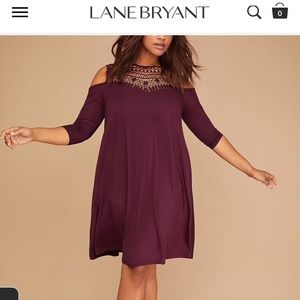 Crochet Yoke Cold Shoulder Swing Dress